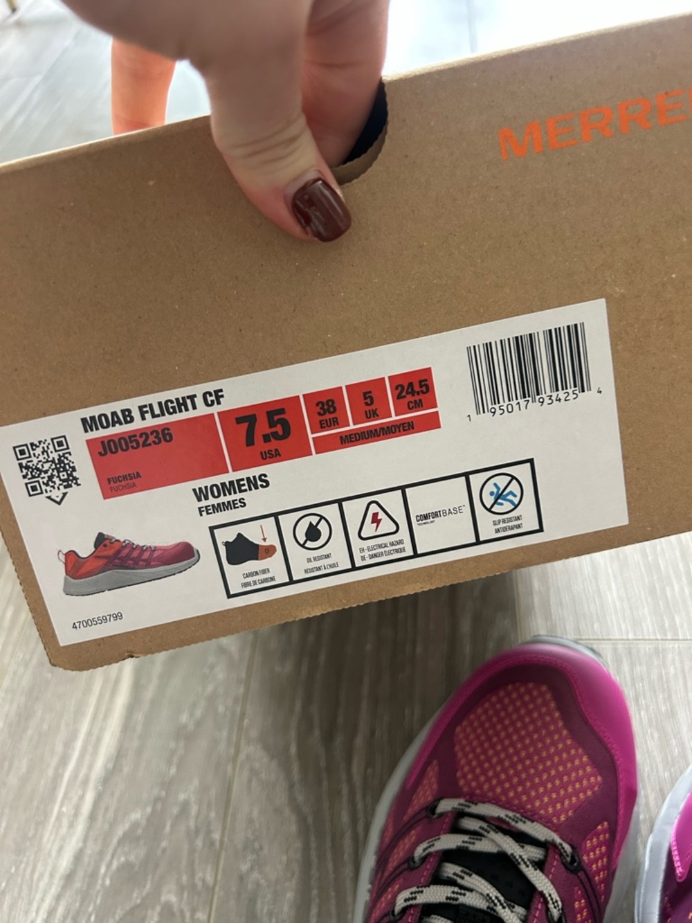Merrell Moab Flight Carbon Fiber Sneakers Toe Fuchsia Womens Size 7.5 NEW - Picture 5 of 7